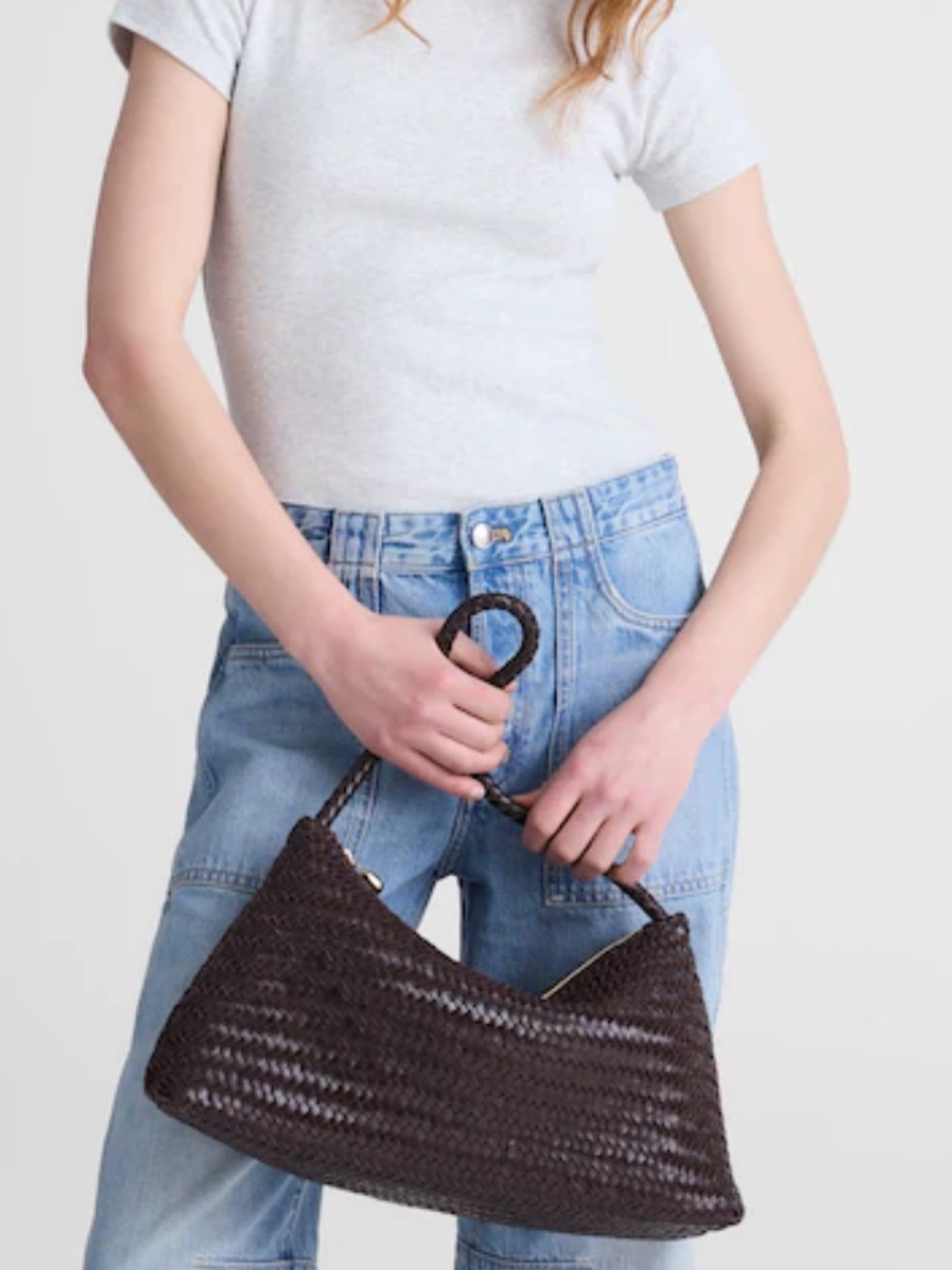 Madewell The Signature Woven Zip Top Shoulder Bag color coffee bean